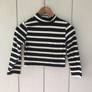 Charlotte Russe Striped Long Sleeve Crop Top: S